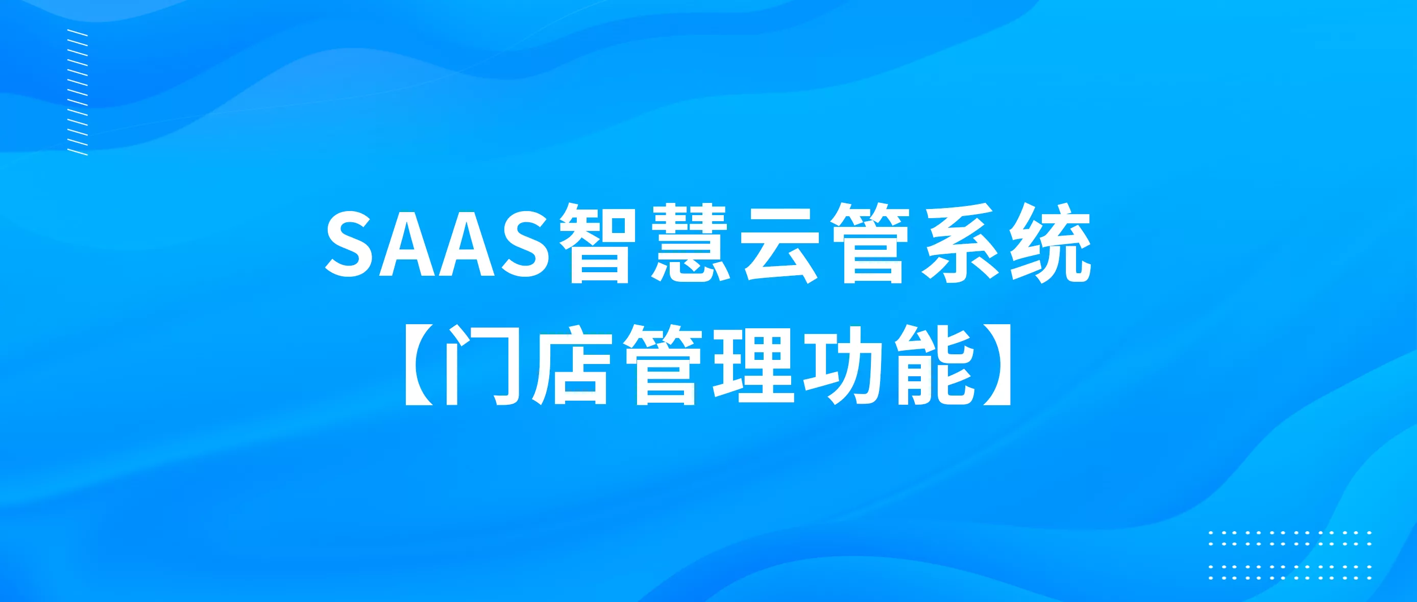 【SAAS智慧云管系统】门店管理功能